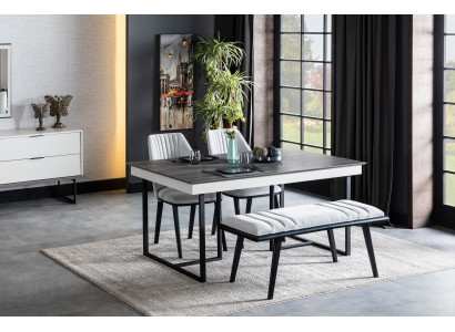 Eetkamertafel 4x stoelen 5-delig. Ontwerp meubels Modern set garnituur Nieuw