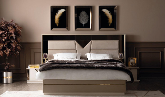 Slaapkamer set Bed 2x Nachtkastjes Hout Luxe Set 3-delig Bed Modern