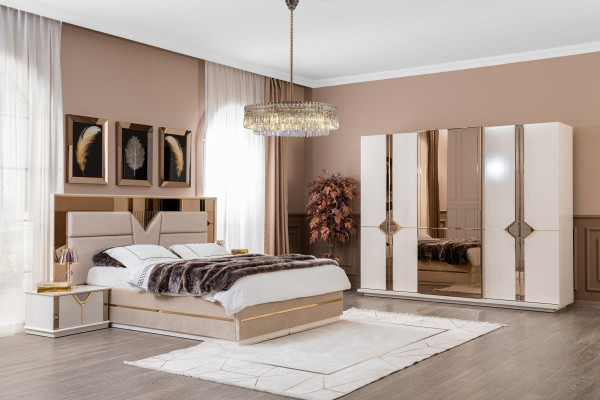 Slaapkamer set Bed 2x Nachtkastjes Hout Luxe Set 3-delig Bed Modern