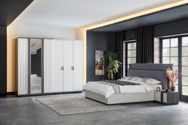 Slaapkamer meubels Houten kledingkast Moderne kast Grijs 260cm Loft