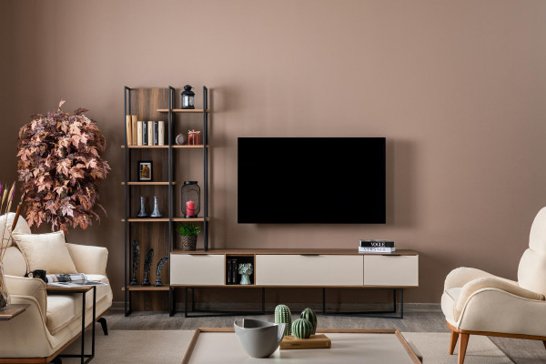 Woonkamer meubels TV standaard boekenkast 240cm hout woonwanden