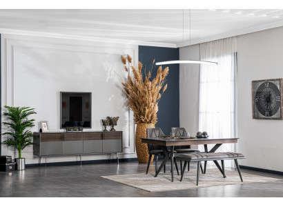Set commode spiegel woonkamer design hout nieuw stijl modern dressoir grijs