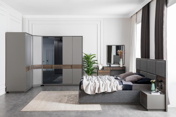 Make-uptafel Spiegel Slaapkamermeubel Ontwerp Set Nieuwe Set Grijs Hout
