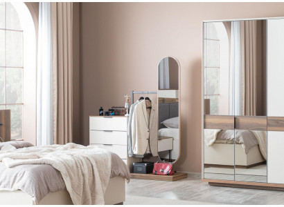 Slaapkamer dressoir met spiegelset hout Modern Wit Meubilair
