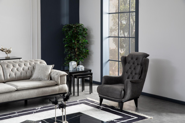 Fauteuil Ontwerp Bank Kunstleer Lounge Bekleding Zetel Luxe Grijs Nieuw