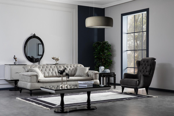 Fauteuil Ontwerp Bank Kunstleer Lounge Bekleding Zetel Luxe Grijs Nieuw