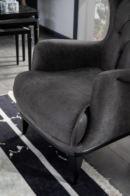 Fauteuil Ontwerp Bank Kunstleer Lounge Bekleding Zetel Luxe Grijs Nieuw