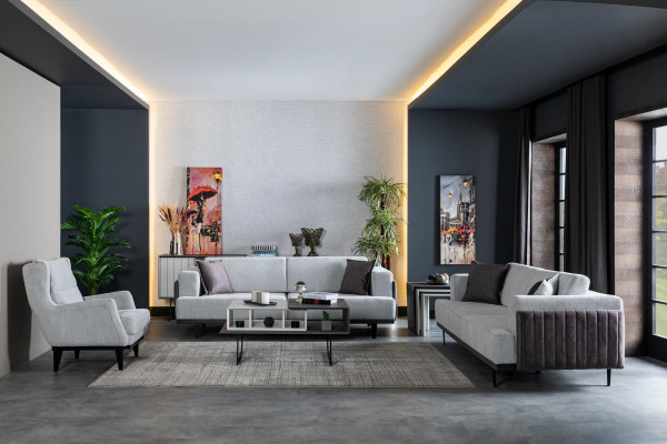 Bijzettafels woonkamer luxe design nieuw modern grijs materiaal hout