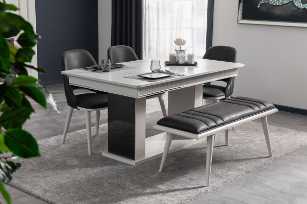 Bank nieuw voor een moderne luxe eetkamer Zwart houten meubilair Nieuw