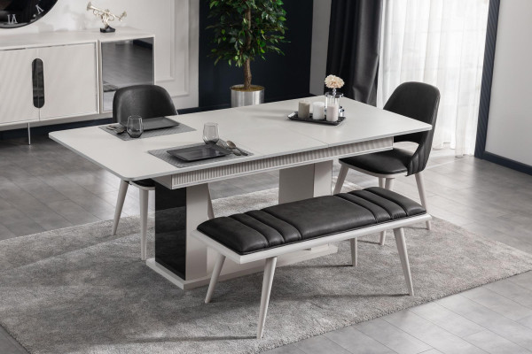 Bank nieuw voor een moderne luxe eetkamer Zwart houten meubilair Nieuw