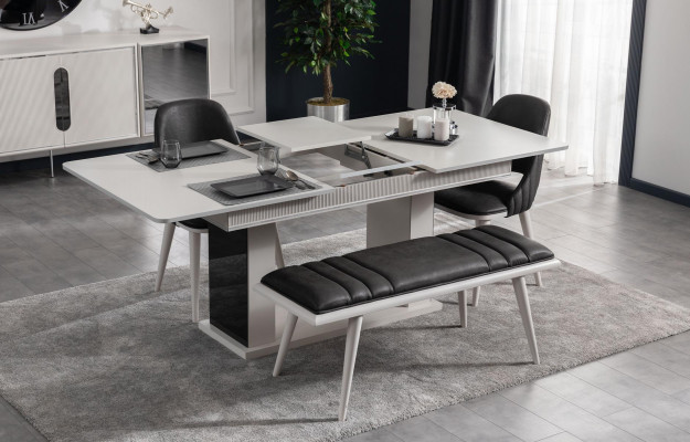 Bank nieuw voor een moderne luxe eetkamer Zwart houten meubilair Nieuw