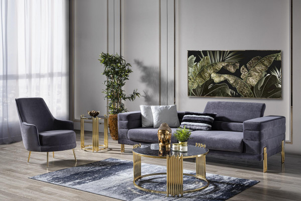 Bankstel 3+1 zits set design gestoffeerde banken Moderne nieuwe Blauw