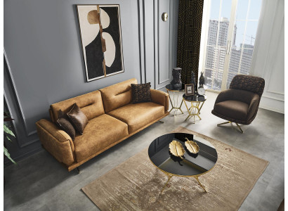 Bankstel Bank 3-zits Fauteuil Meubels Luxe Ontwerp Nieuw bruin