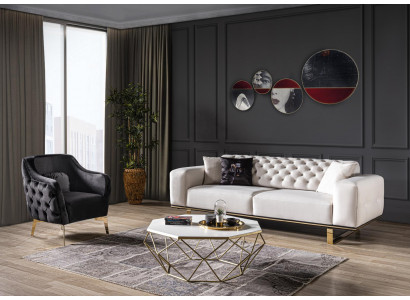 Bankstel Bank 3-zits Stoel Meubels Luxe Ontwerp nieuw witte kleur