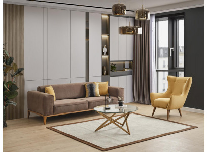 Woonkamerbankstel 3-zits set ontwerp gestoffeerde banken modern