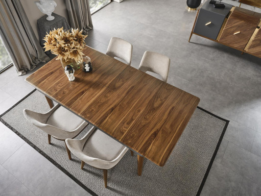 Compleet set tafel 4x stoelen eetkamerset eetgroep hout 5-delig nieuw