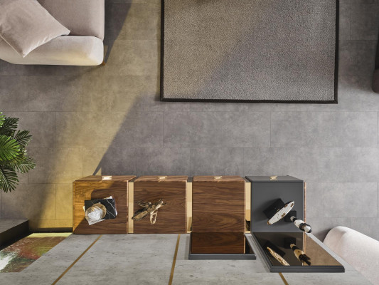 Dressoir 2x Spiegel Woonkamergroep Hout Design Set 3-delig nieuw bruin