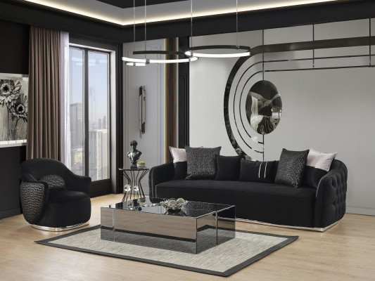 Bankstel 4-zitter Luxe Designer Luxe Meubels nieuw zwart Woonkamer
