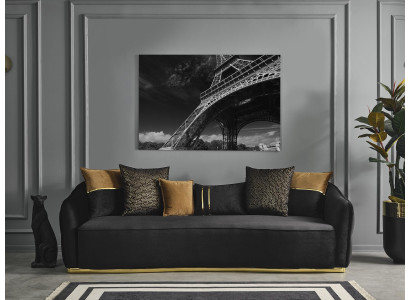 Bank 4-zits Chesterfield gestoffeerd woonkamer design luxe hout