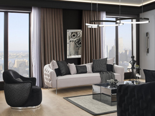 Sofa 3-zits bank Moderne Luxe Bekleding Woonkamer Textiel Wit Nieuw