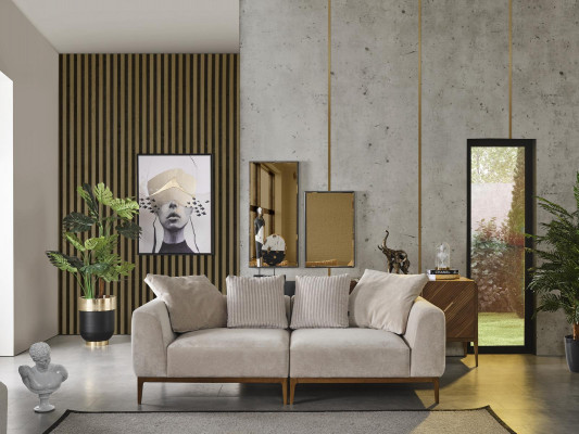 Bankstel 3-zits wit stof Woonkamer Luxe meubels Bank Nieuw Modern