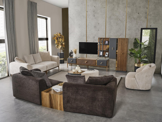 Bankstel 3-zits wit stof Woonkamer Luxe meubels Bank Nieuw Modern