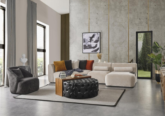 Woonkamer salontafel set kruk ontwerp luxe meubels 2-delig nieuw modern.