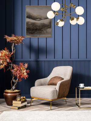 Fauteuil 1 plaats Luxe gestoffeerde stoel Ontwerp grijs Nieuw Woonkamer