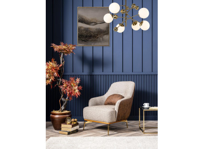 Fauteuil 1 plaats Luxe gestoffeerde stoel Ontwerp grijs Nieuw Woonkamer