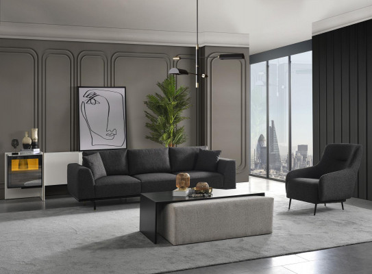 Woonkamer fauteuil Modern gestoffeerd ontwerp Textiel Nieuw grijs Luxe Lounge Club