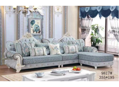 Hoekbank L-vorm Textiel Luxe Bankstel Blauw Zitmeubel Meubels