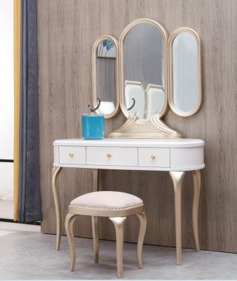 Kaptafel met spiegel luxe console dressoir kruk volledige set