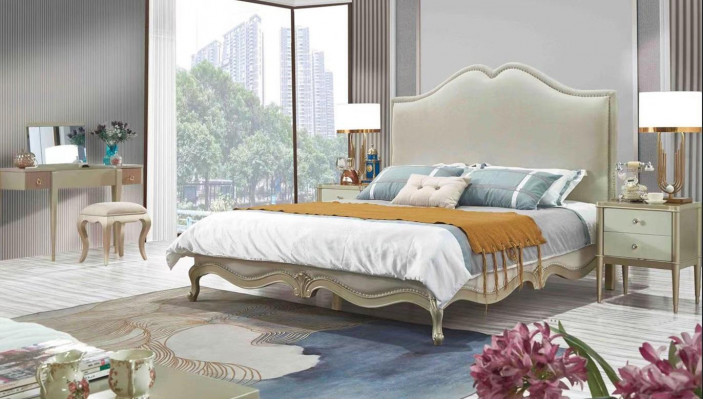 Klassieke slaapkamer set Bed + 2x Nachtkastje Barok Rococo Bedden