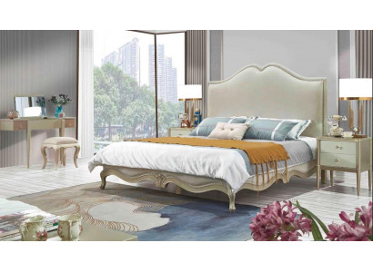 Klassieke slaapkamer set Bed + 2x Nachtkastje Barok Rococo Bedden