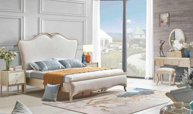 Bed + 2x bedside tables 3-piece bedroom set design modern luxury 180x200 cm New