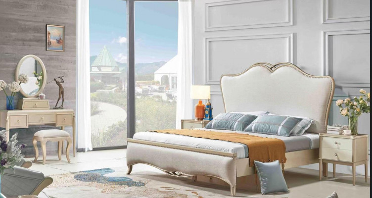 Bed Padding Design Luxury Double Beds White 180x200cm Bedroom Furniture New