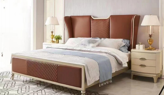Luxe bed bruin bedden bedframes dubbel modern tweepersoonsbed slaapkamer nieuw