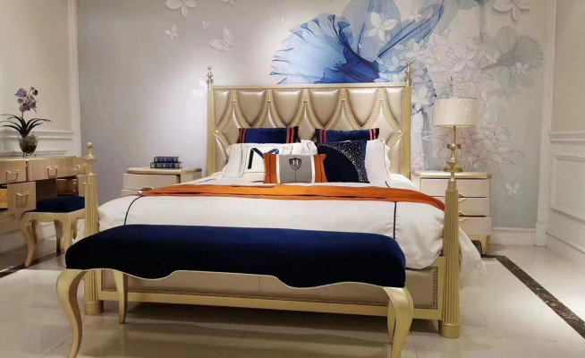 Ontwerp slaapkamer bed luxe dubbele bedden hout modern gestoffeerde meubels 180x200cm