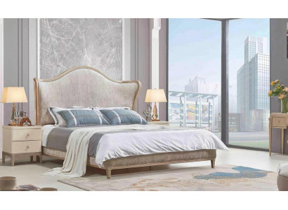 Ontwerp Luxe Dubbele Zilveren Bedden Meubelen Slaapkamer Bed Bekleding Stof Textiel