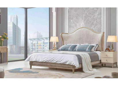 Luxe Modern Bed 2x Nachtkastjes Bedden Hout Bedframe Slaapkamer Zilver Nieuw
