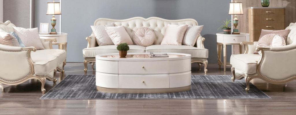 Salontafel met laden Ovale tafel Woonkamer Houten salontafels