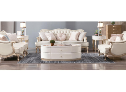 Salontafel met laden Ovale tafel Woonkamer Houten salontafels