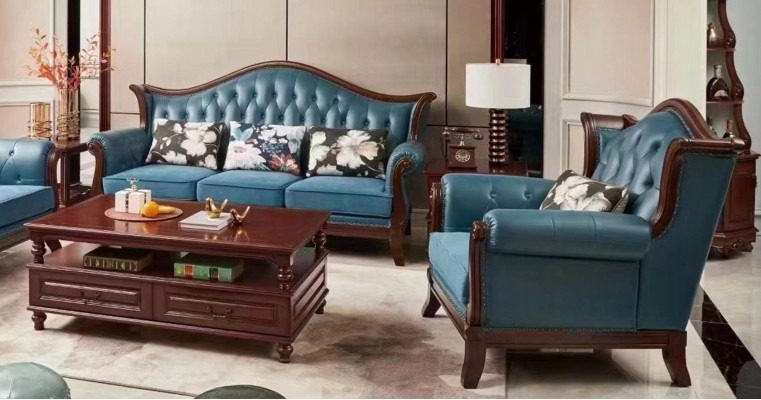 Chesterfield Klassieke leren zithoek Barok Rococo bankstel 3+1