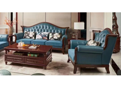 Chesterfield Klassieke leren zithoek Barok Rococo bankstel 3+1