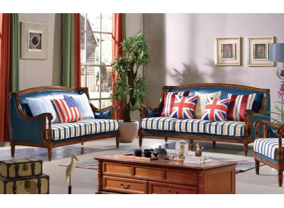Blauw-bruine bankstel 3+2 zits leren bankstellen Luxe bankstellen Woonkamerset