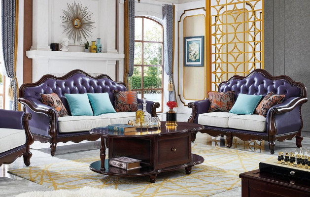 Leren bank Chesterfield lila bank Klassiek bankstel Bankstel Set