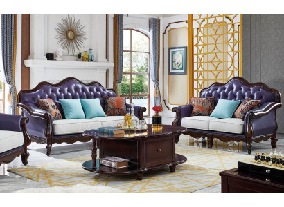 Leren bank Chesterfield lila bank Klassiek bankstel Bankstel Set