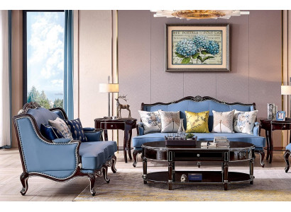 Klassieke Chesterfield bankstel 3+2 zitsbank bankstel Blauwe bankstellen