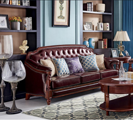Chesterfield driezits bank gestoffeerde bank klassieke banken kamer