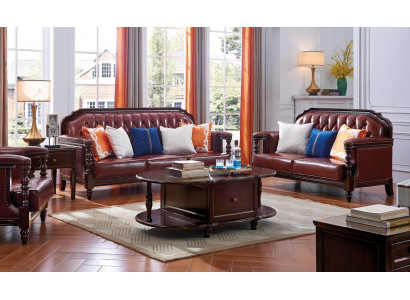 Noordelijke staten bankstel Bank Amerika 3+2 zits leren Chesterfield bankstel